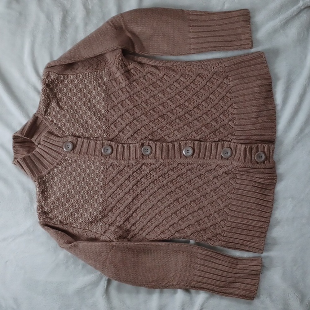 Liz & Co Khaki Button Front Cardigan Sweater